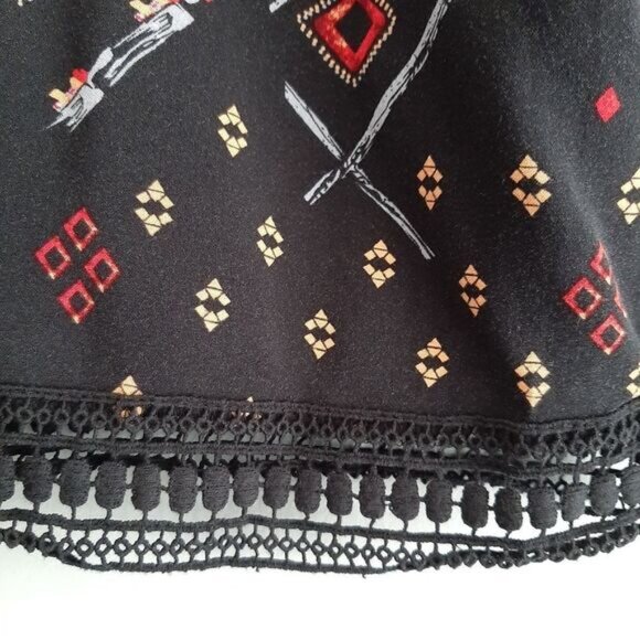 DEVOTED Boho Lace Trim & Back Tie Boxy Blouse Black Sz S - Picture 9 of 13